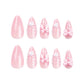 Nail art cute pink bow manicure fake nails glitter pearl nails 24pcs