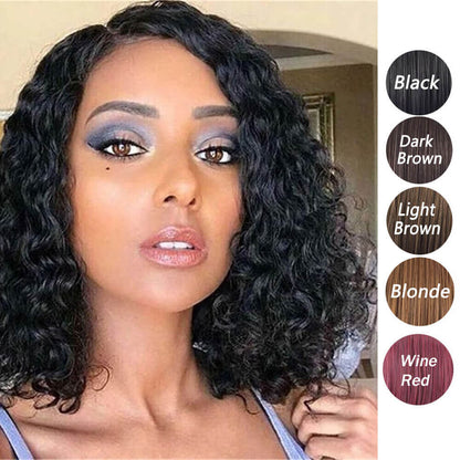 4 color wigs short curly hair daily women fashion