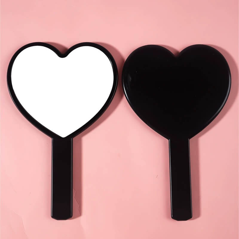 4 color heart-shaped makeup mirror love handheld portable handle mirror