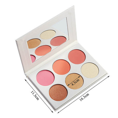 6 color blush palette highlighter brightening high pigmented vegan