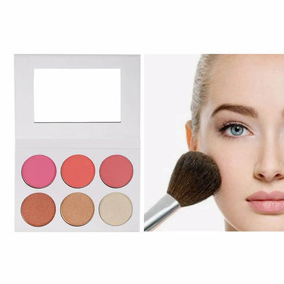 6 color blush palette highlighter brightening high pigmented vegan