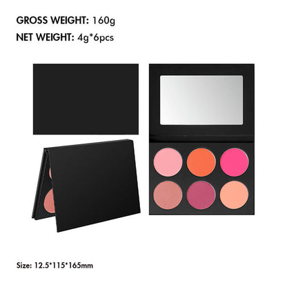 6 color blush palette brighten high pigment long lasting vegan