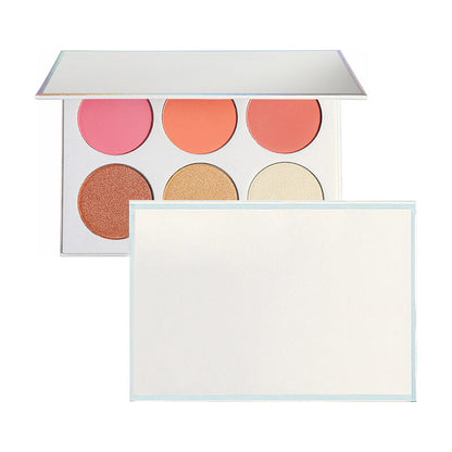 6 color blush palette highlighter brightening high pigmented vegan