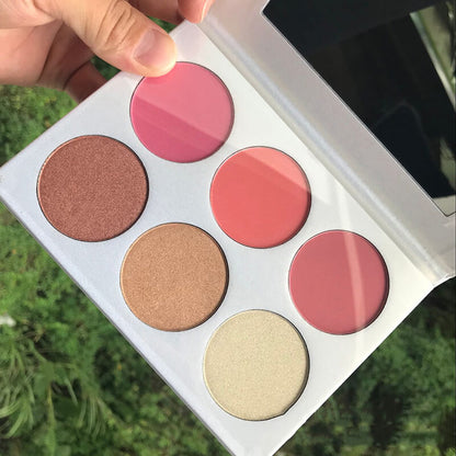 6 color blush palette highlighter brightening high pigmented vegan