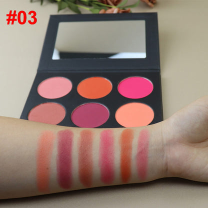 6 color blush palette brighten high pigment long lasting vegan