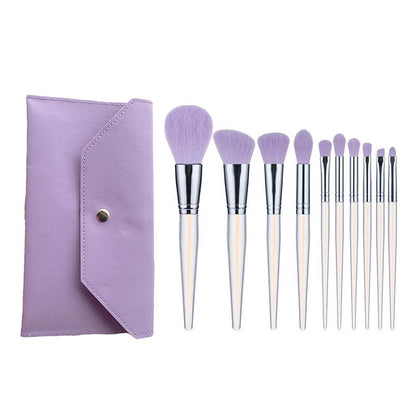 10 pcs makeup brush set with bag soft purple brushes wholesale