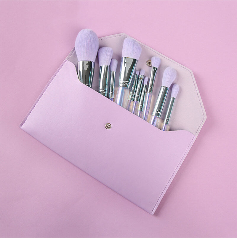 10 pcs makeup brush set with bag soft purple brushes wholesale