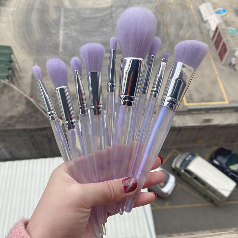 10 pcs makeup brush set with bag soft purple brushes wholesale