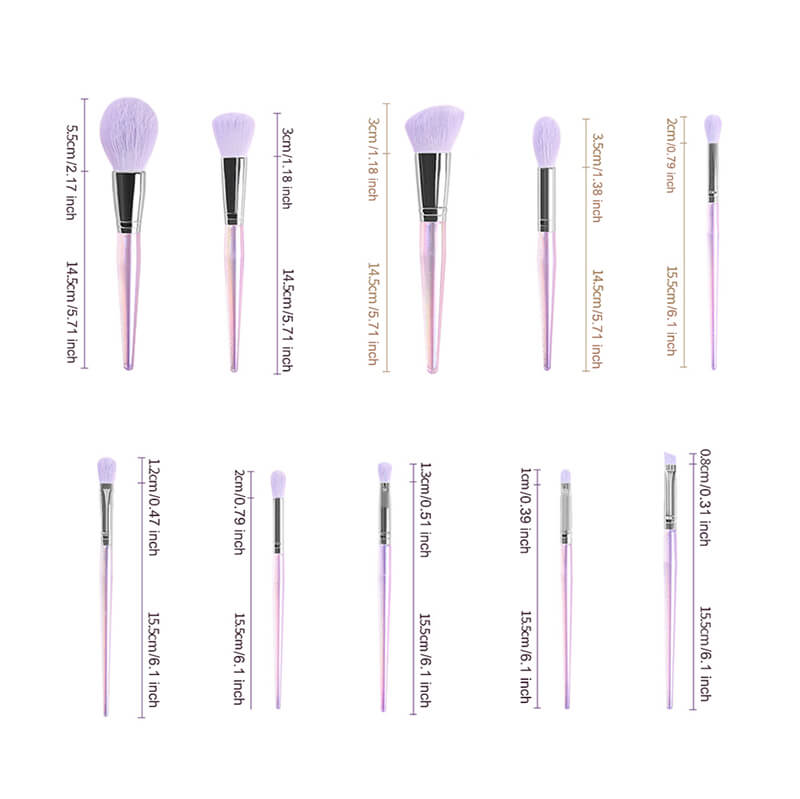 10 pcs makeup brush set with bag soft purple brushes wholesale