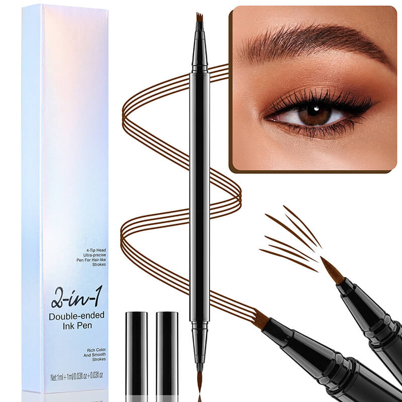 4 color liquid eyebrow pencil 2 in 1 waterproof 4D fine smooth liquid eyeliner