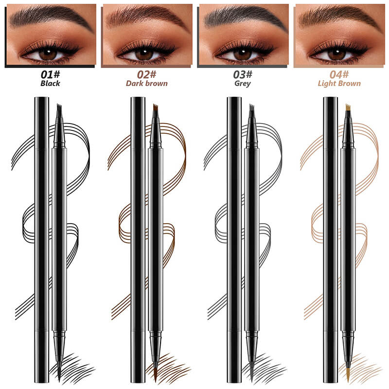 4 color liquid eyebrow pencil 2 in 1 waterproof 4D fine smooth liquid eyeliner