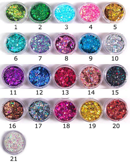 21 color diy eyeshadow gel shiny glitter nails powder