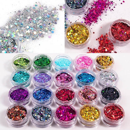 21 color diy eyeshadow gel shiny glitter nails powder