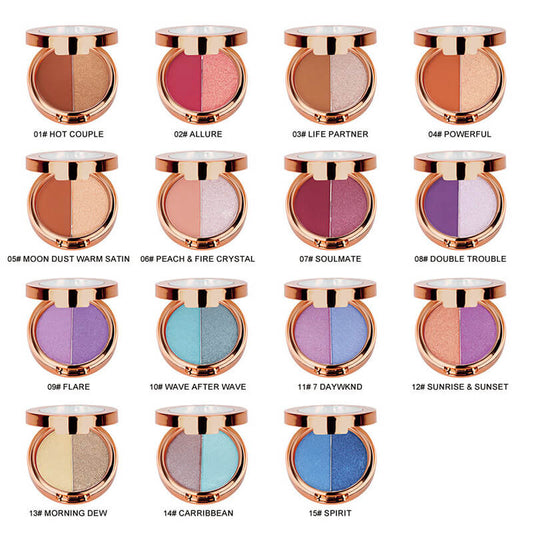 15 color two in one eyeshadow powder high pigmented makeup vegan