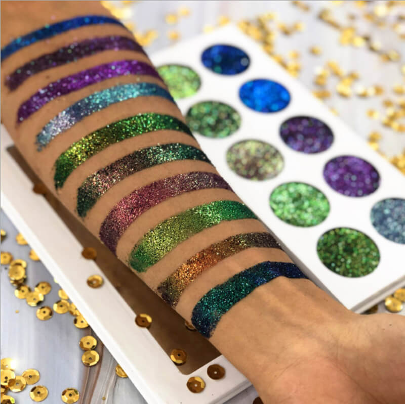 10 color glitter eyeshadow palette chameleon shining eye makeup