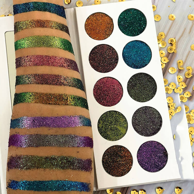 10 color glitter eyeshadow palette chameleon shining eye makeup