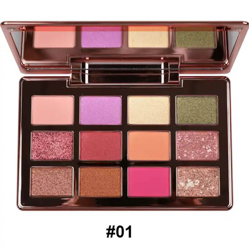 12 color eyeshadow palette high pigmented long lasting with mirror