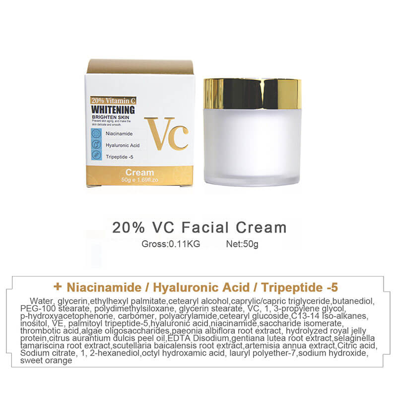 20% Vitamin C facial cream hydration moisturizing nourishing brightening 50g