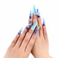 Ballerina nail false nails blue butterfly long reusable nail art 24pcs