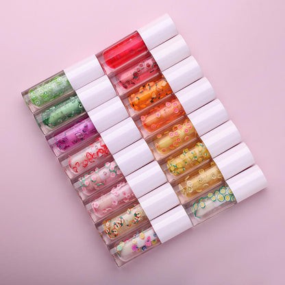 16 color fruit lip oil vegan lip gloss transparent lip plumping