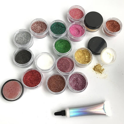 15 color glitter eyeshadow powder shiny high pigmented private label