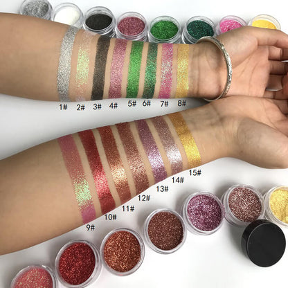 15 color glitter eyeshadow powder shiny high pigmented private label