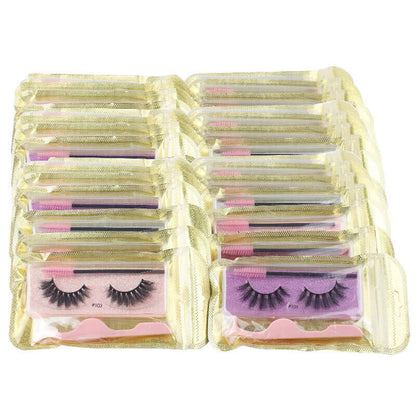 3D false eyelashes curl lashes with tweezers eyelash brush set