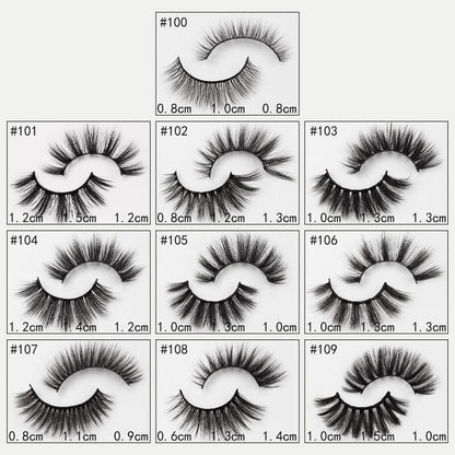 3D false eyelashes curl lashes with tweezers eyelash brush set