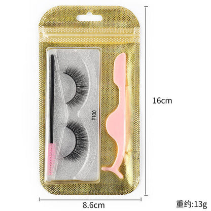 3D false eyelashes curl lashes with tweezers eyelash brush set