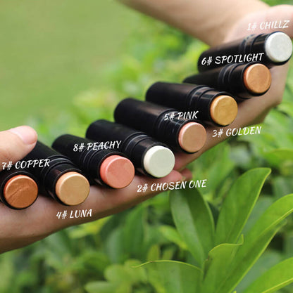 8 color 2 in 1 highlighter stick with brush cream waterproof