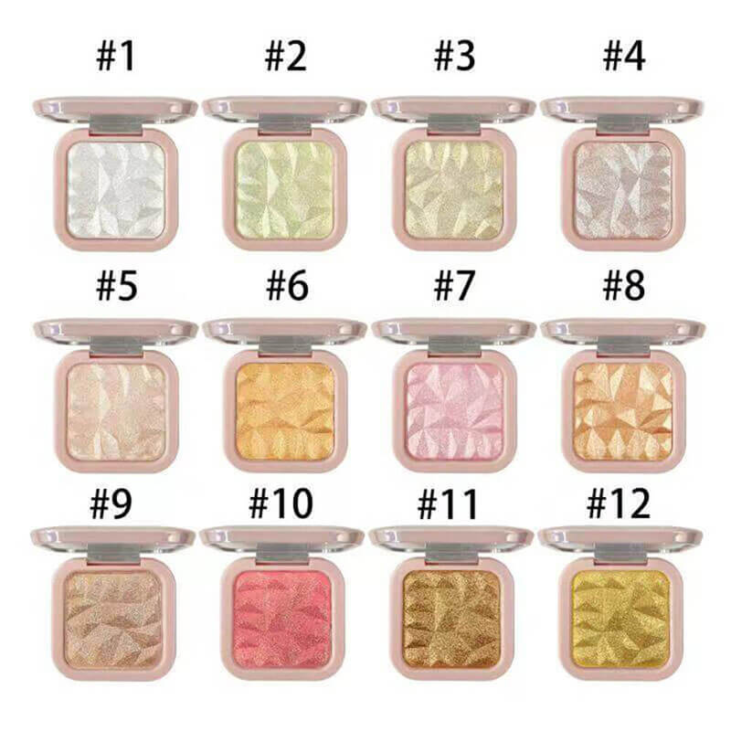 12 color pressed highlighter powder shiny high pigmented