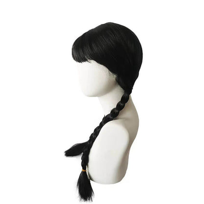 Black double ponytail twist braids cos wig full head cover hair 23.6 inch