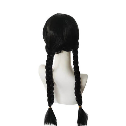 Black double ponytail twist braids cos wig full head cover hair 23.6 inch