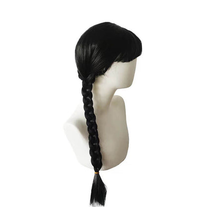 Black double ponytail twist braids cos wig full head cover hair 23.6 inch