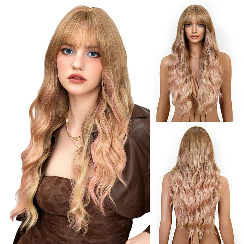 5 color long wigs long wave hair gradient sexy woman 26 inch