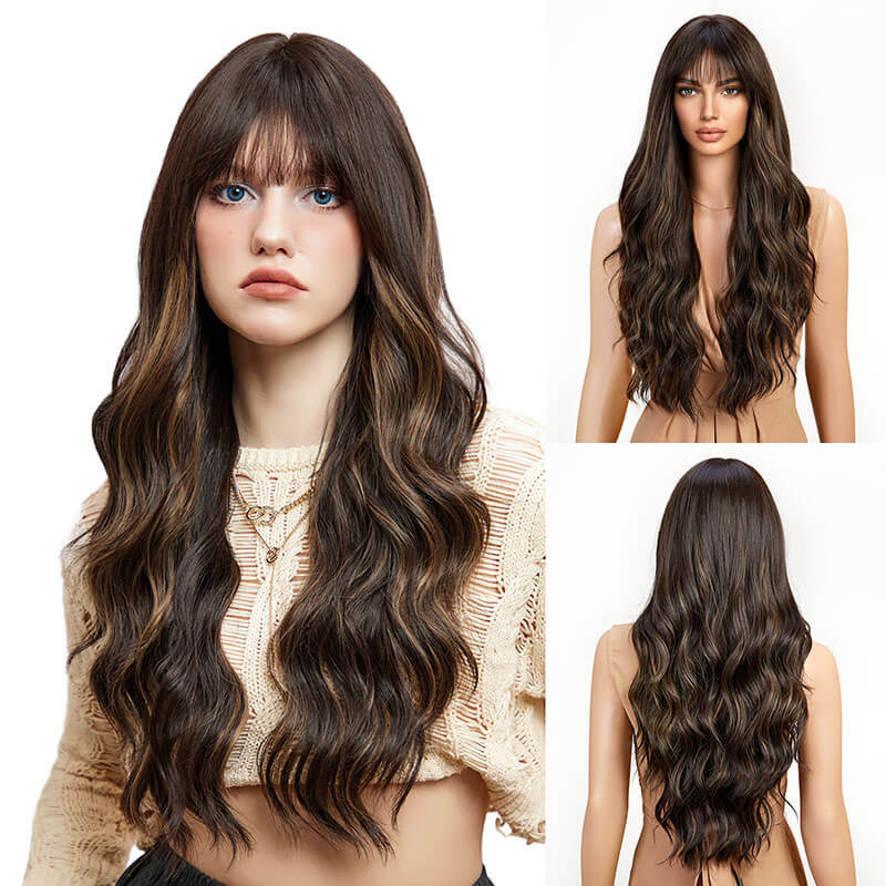 5 color long wigs long wave hair gradient sexy woman 26 inch