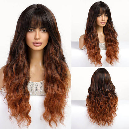 5 color long wigs long wave hair gradient sexy woman 26 inch