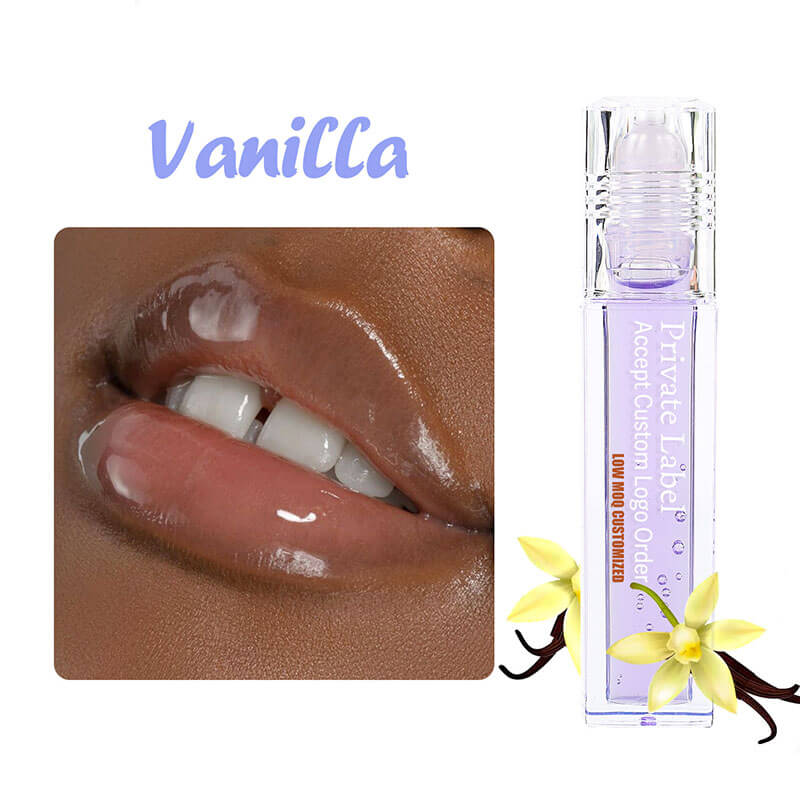 4 color lip oil roll-on clear lip gloss fruity flavored moisturizing