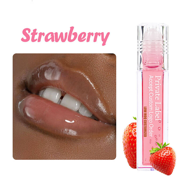 4 color lip oil roll-on clear lip gloss fruity flavored moisturizing