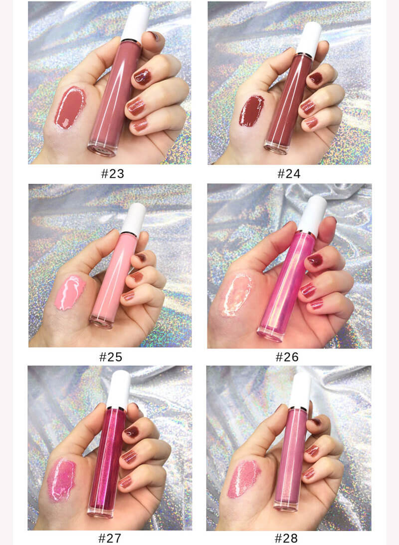 64 colors lip gloss high pigmented nude shiny white tube (Color 33-64)