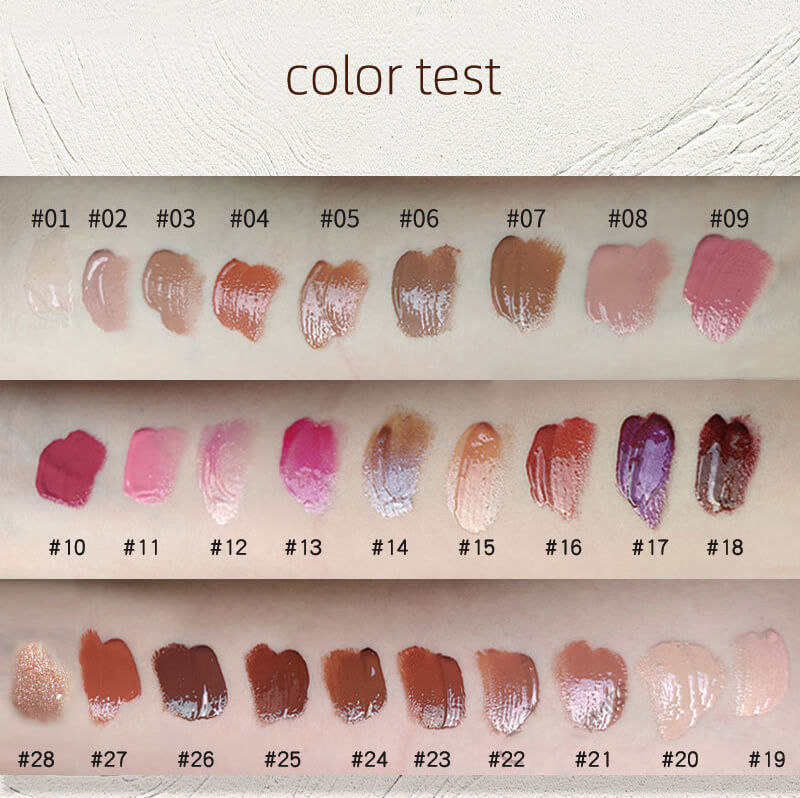 28 color lip gloss lip glaze high pigmented moisturizing short fat tube