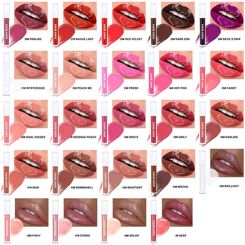 49 color lip gloss high pigmented nude shimmer pink tube (color 31-49)