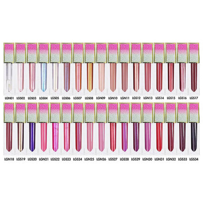 34 color lip gloss nude glitter high pigmented gradient tube (color 01-25)