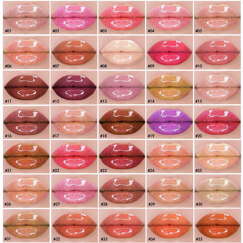 52 color lip gloss nude shimmer high pigmented white tube (Color 01-30)