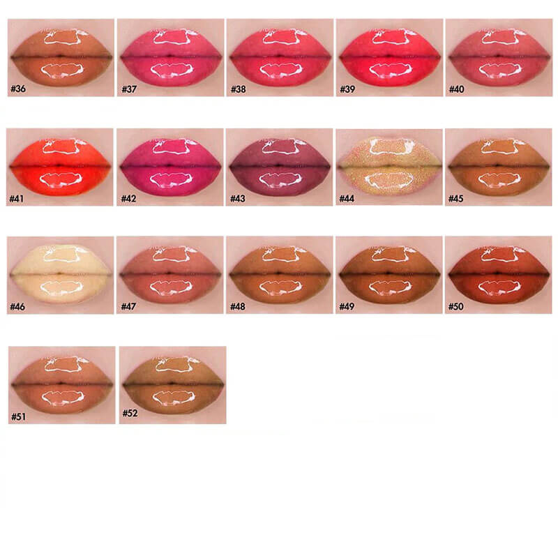 52 color lip gloss nude shimmer high pigmented white tube (Color 01-30)