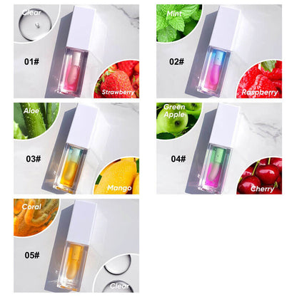 5 color lip oil lip plumping two-color plant fruit lip gloss moisturizing