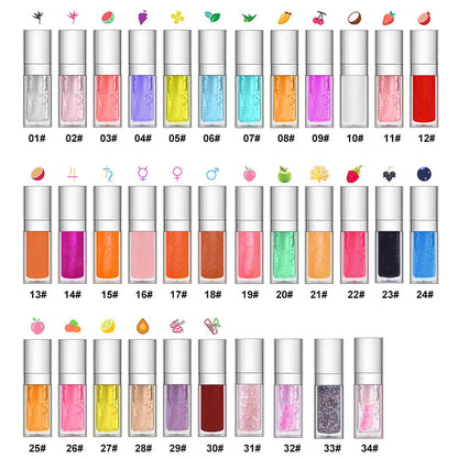 34 colors lip oil fruit lip gloss lip plumping oil silver-plated tube (color 01-30)