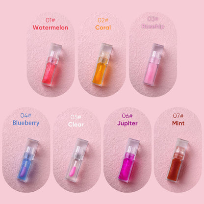 7 color lip oil clear lip gloss fruit lip plumping oil temperature changing