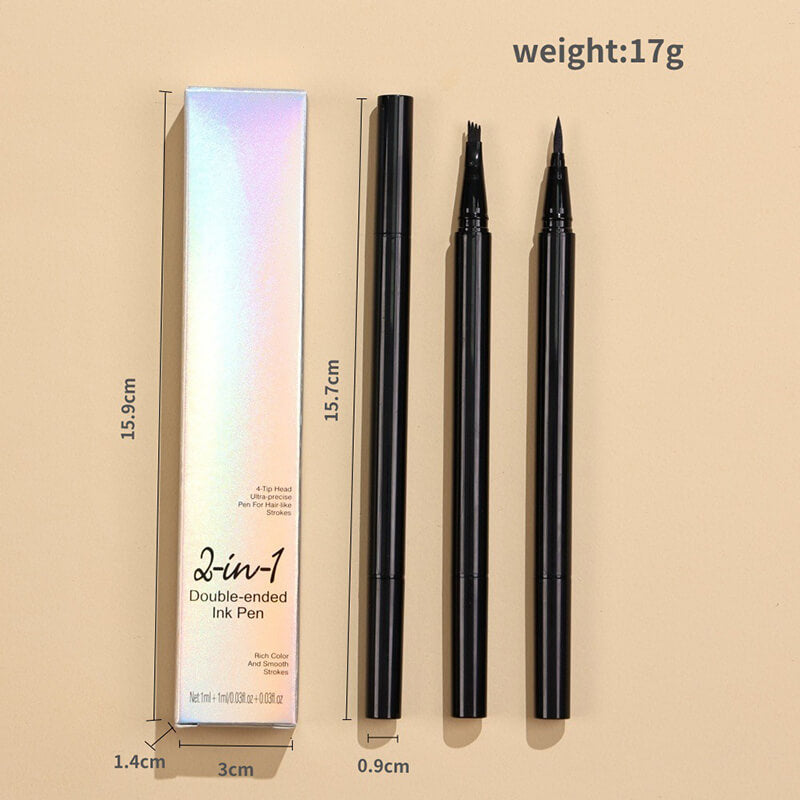 4 color liquid eyebrow pencil 2 in 1 waterproof 4D fine smooth liquid eyeliner