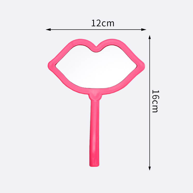 7 color lip shape makeup mirror handheld portable handle mirror